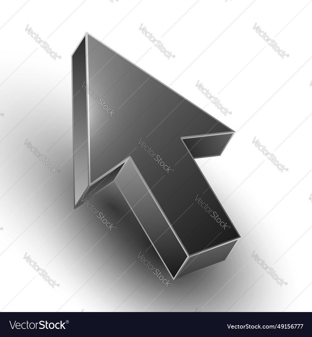 3d computer mouse cursor - black arrow icon vector image 3d computer mouse cursor - black arrow icon