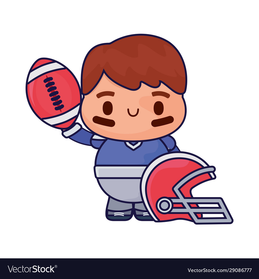 American football player with ball and helmet