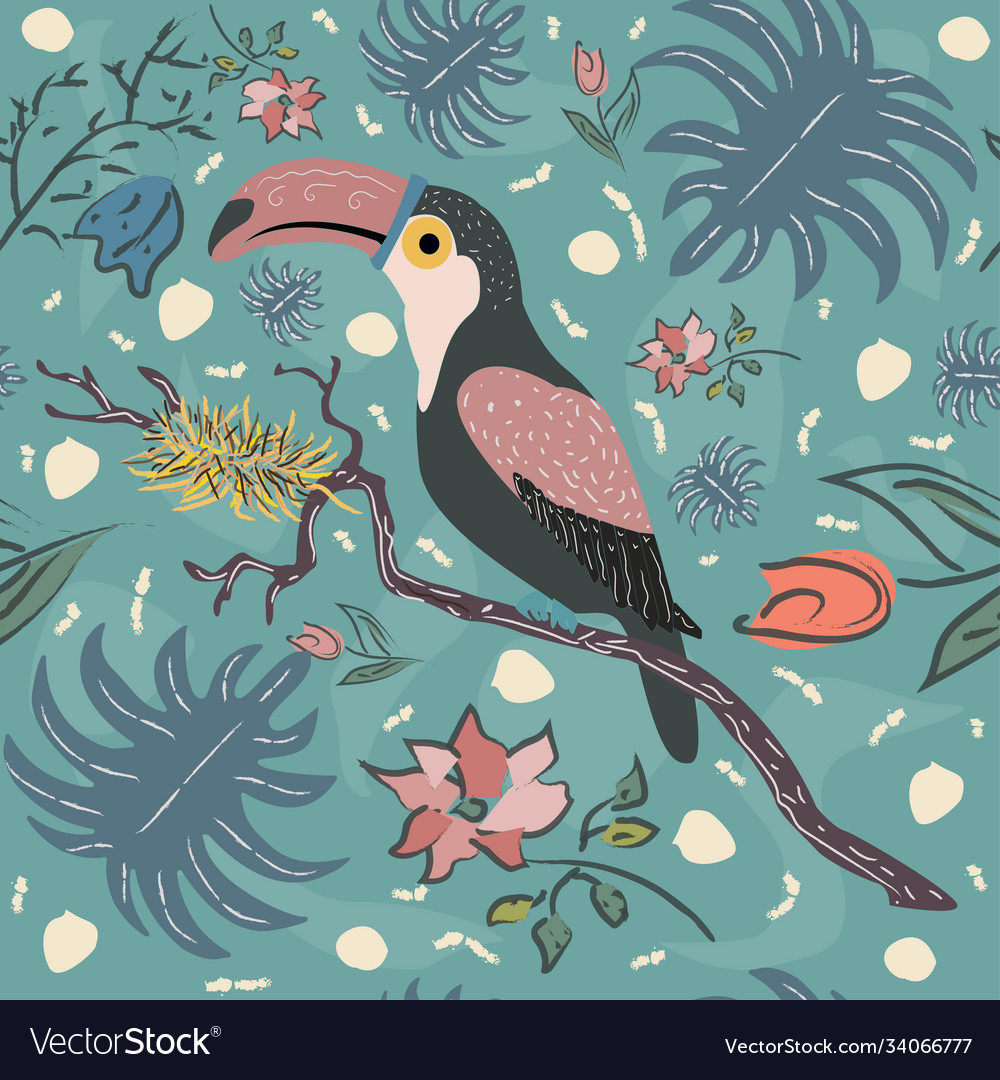Bird toucan seamless pattern