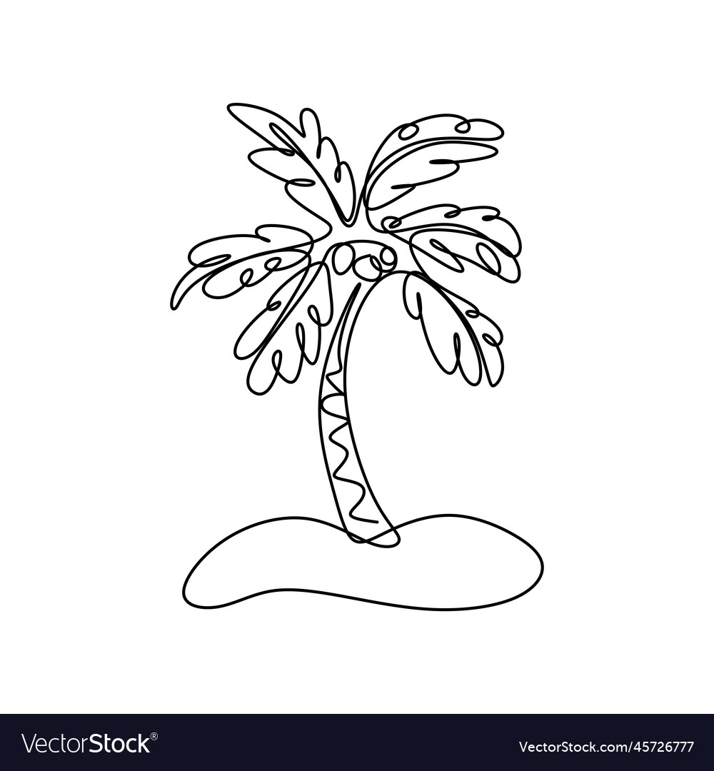 Continuous line of coconut trees vector image Continuous line of coconut trees