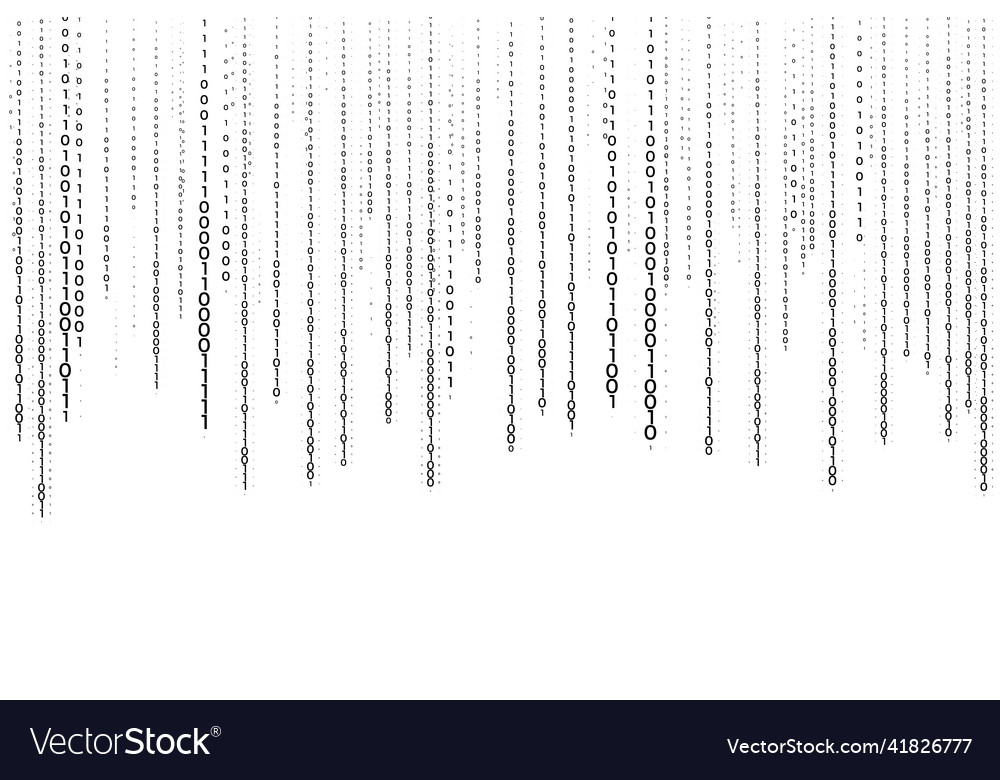 Digital falling binary code numbers on white