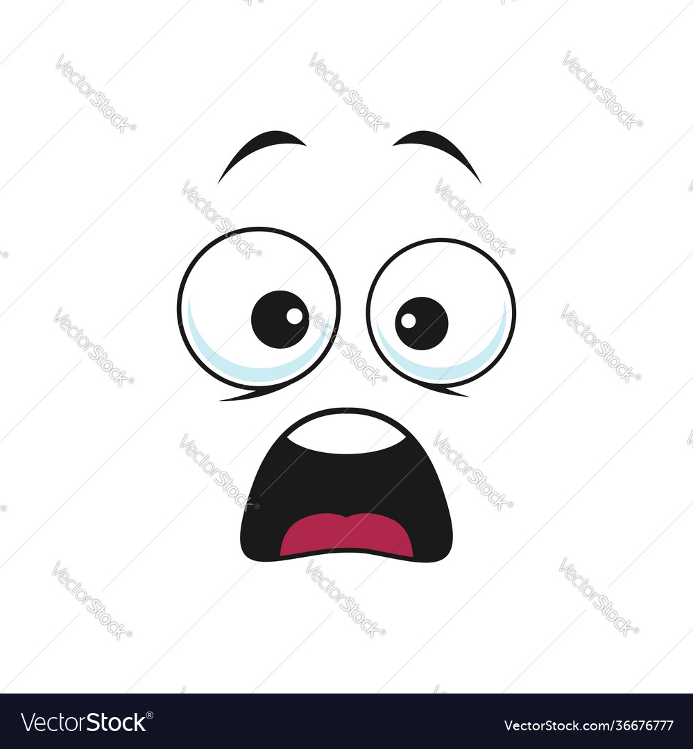 Cartoon face vector icon, surprised, frightened or worry emoji