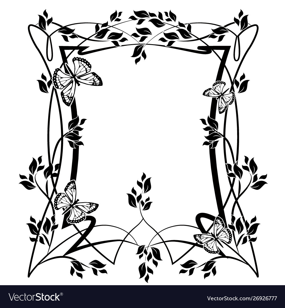 Graphic element frame and flowers butterflies 2