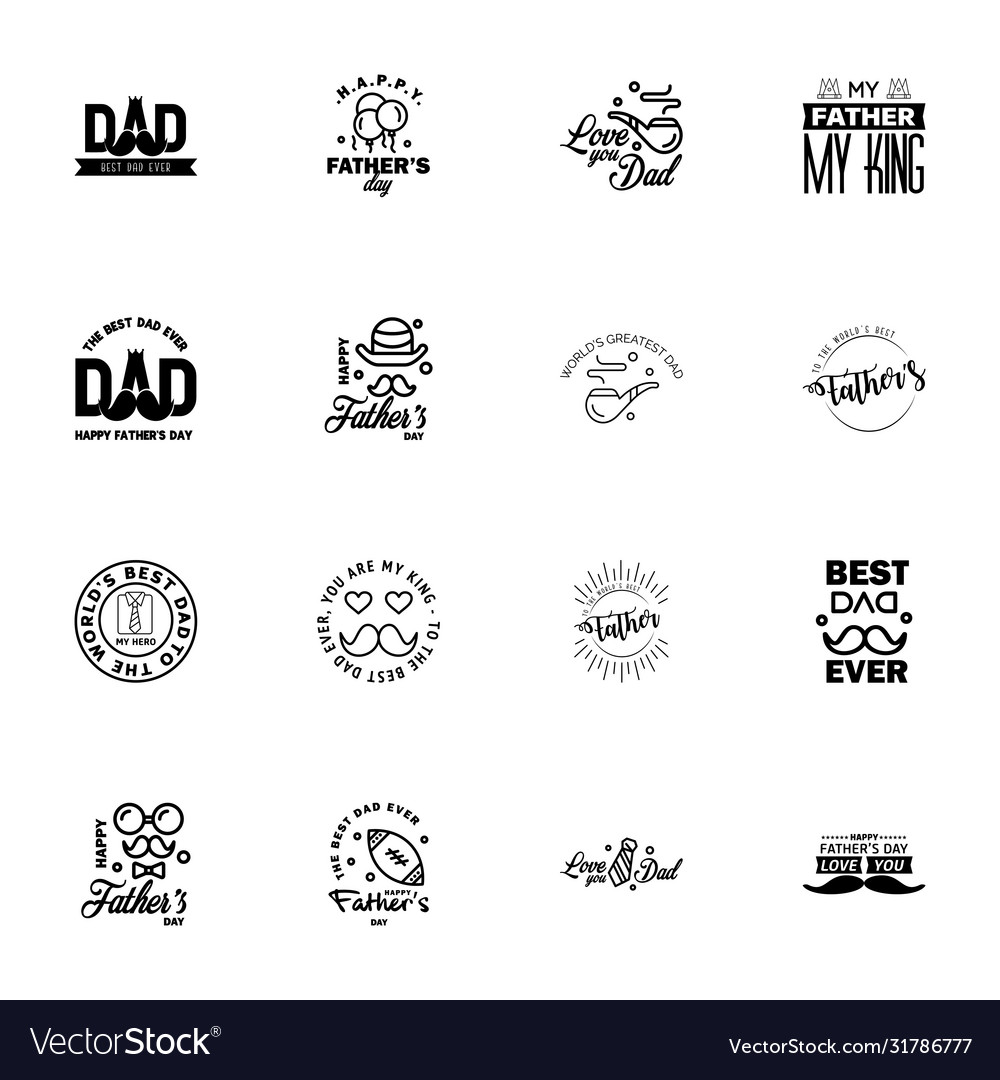 Happy fathers day 16 black typography