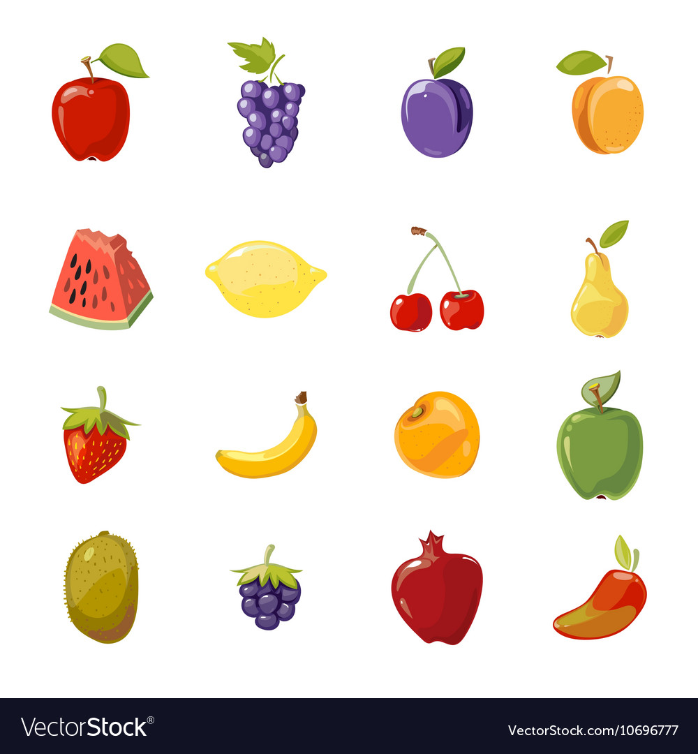 Juicy fruits collection isolated over white Vector Image