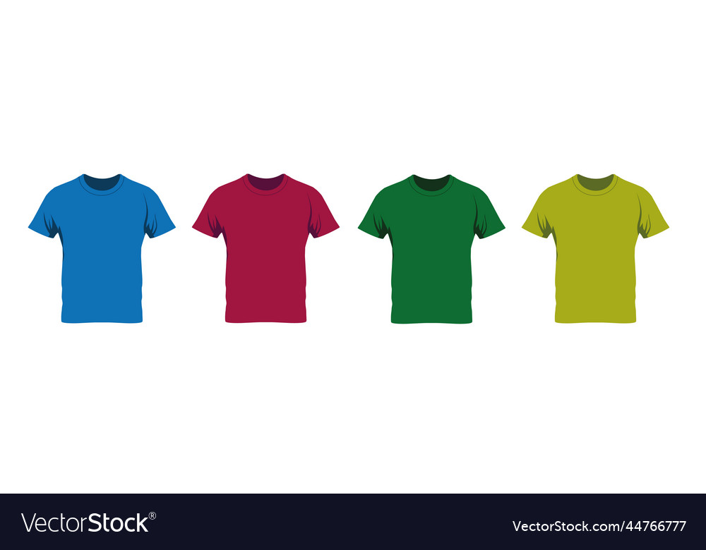 Mens t-shirt realistic mockup in different colors Vector Image