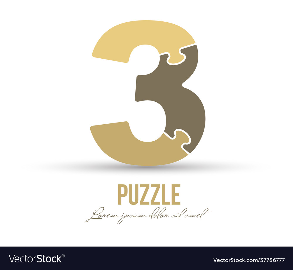 Nummer 3 ist gemacht Puzzles für Logo Marke