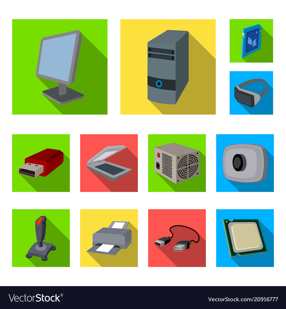 Personal computer flat icons in set collection vector image Personal computer flat icons in set collection