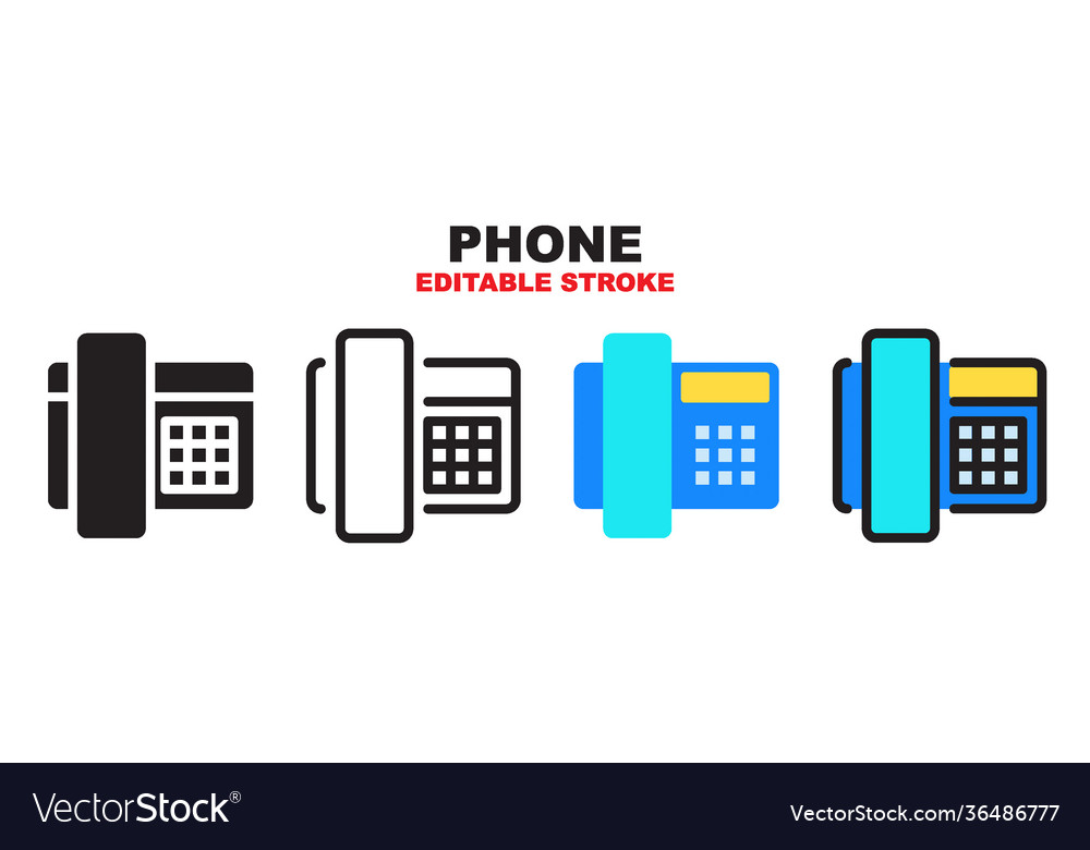 Phone icon set with different styles editable vector image Phone icon set with different styles editable