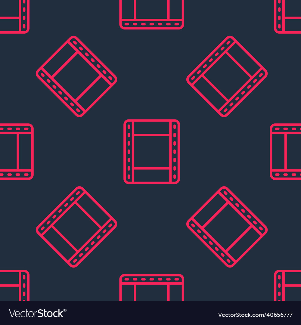 Red line play video icon isolated seamless pattern
