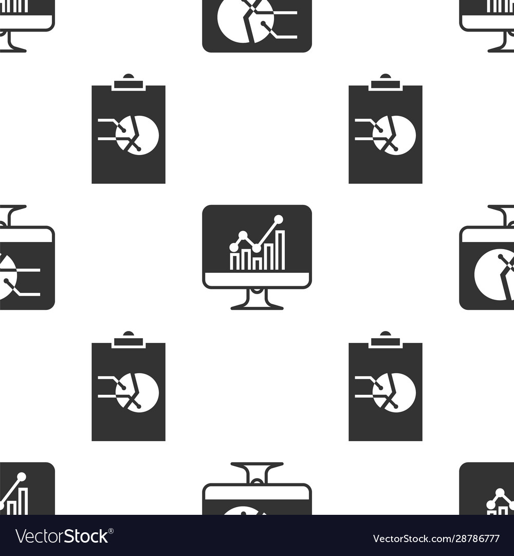 Set computer monitor with graph chart vector image Set computer monitor with graph chart