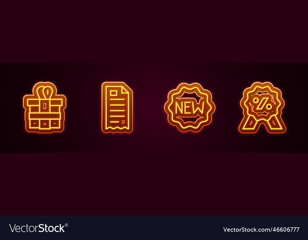 Set line gift box financial check price tag vector image Set line gift box financial check price tag