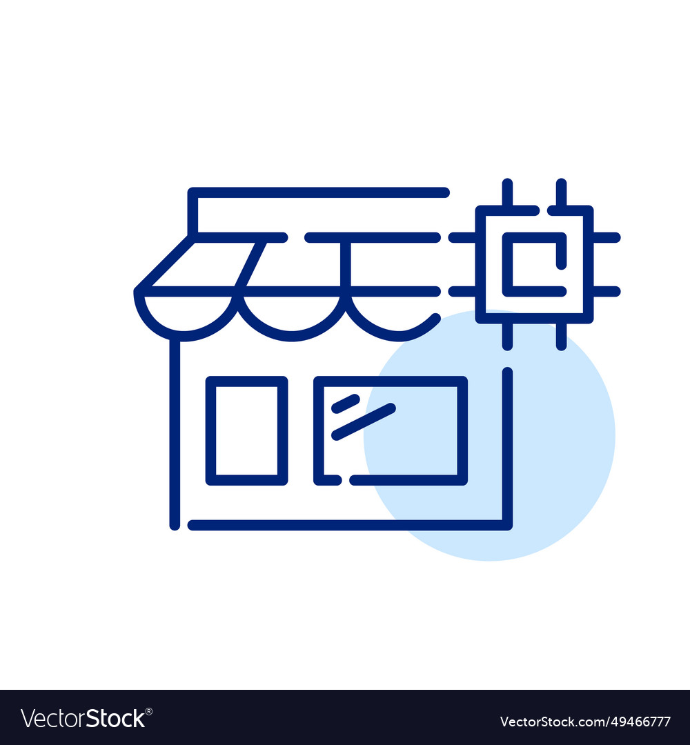 Smart store with microchip pixel perfect icon vector image Smart store with microchip pixel perfect icon