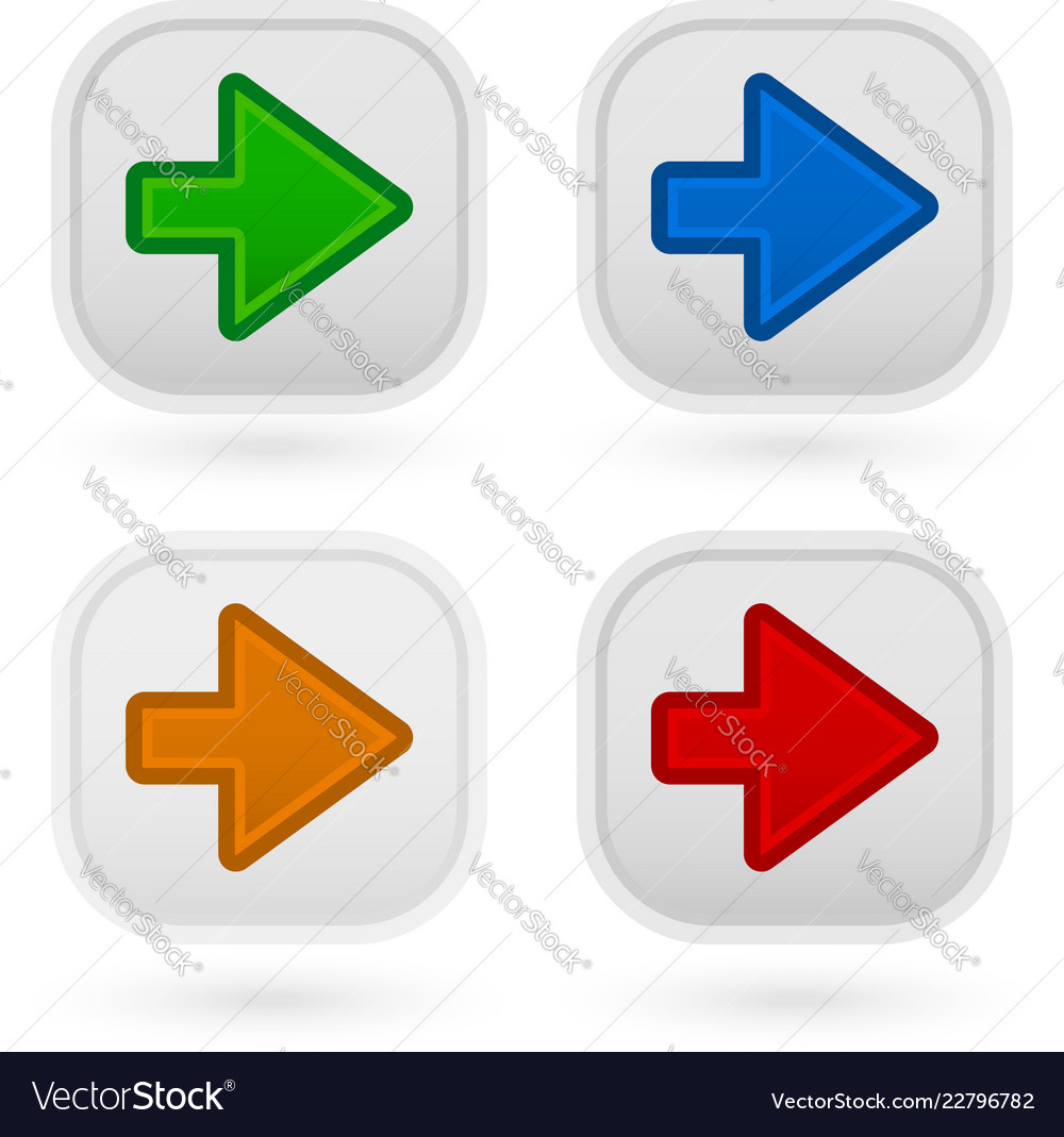 Arrow buttons in 4 colors vector image Arrow buttons in 4 colors