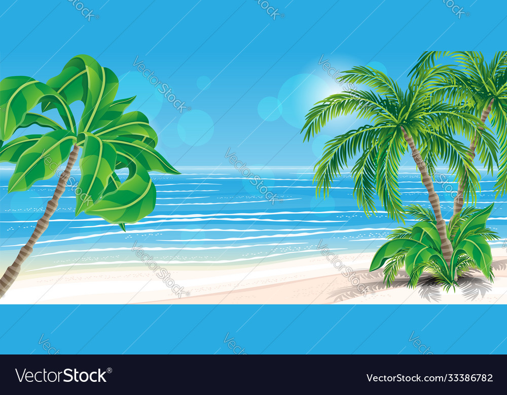 Beautiful tropical beach and palm trees Royalty Free Vector