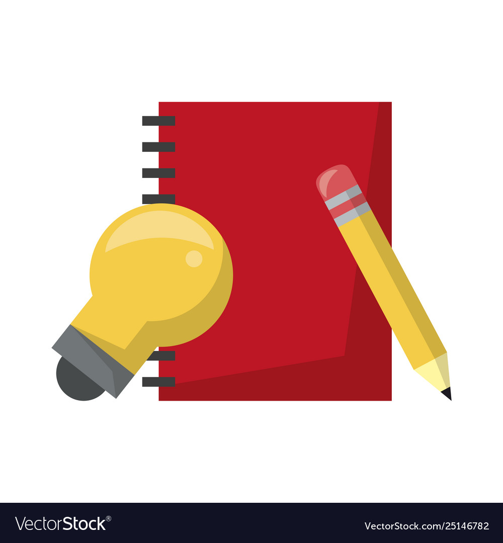 Book with light bulb and pencil Royalty Free Vector Image