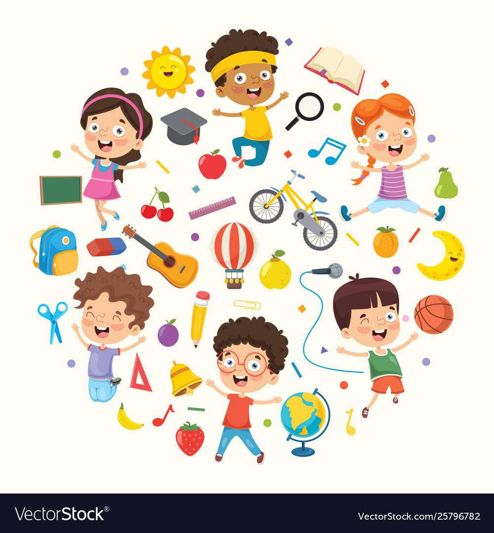 Collection kids and objects Royalty Free Vector Image
