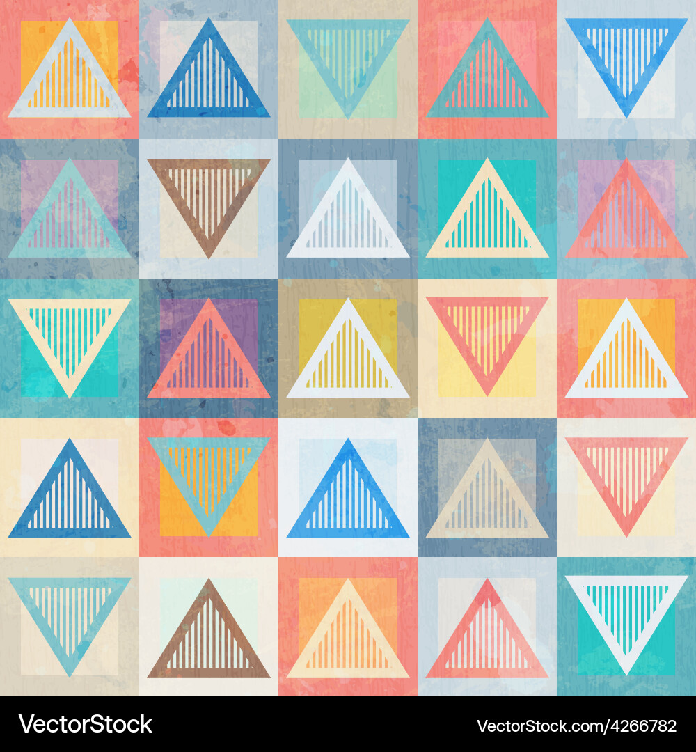 Colored triangle seamless pattern with grunge Vector Image