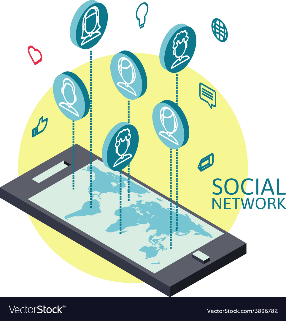 Conceptual image with social networks flat