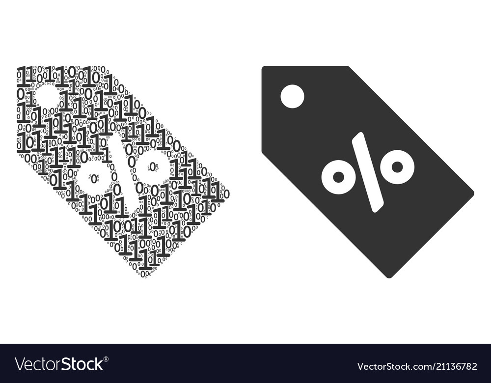 Discount tag mosaic of binary digits vector image Discount tag mosaic of binary digits