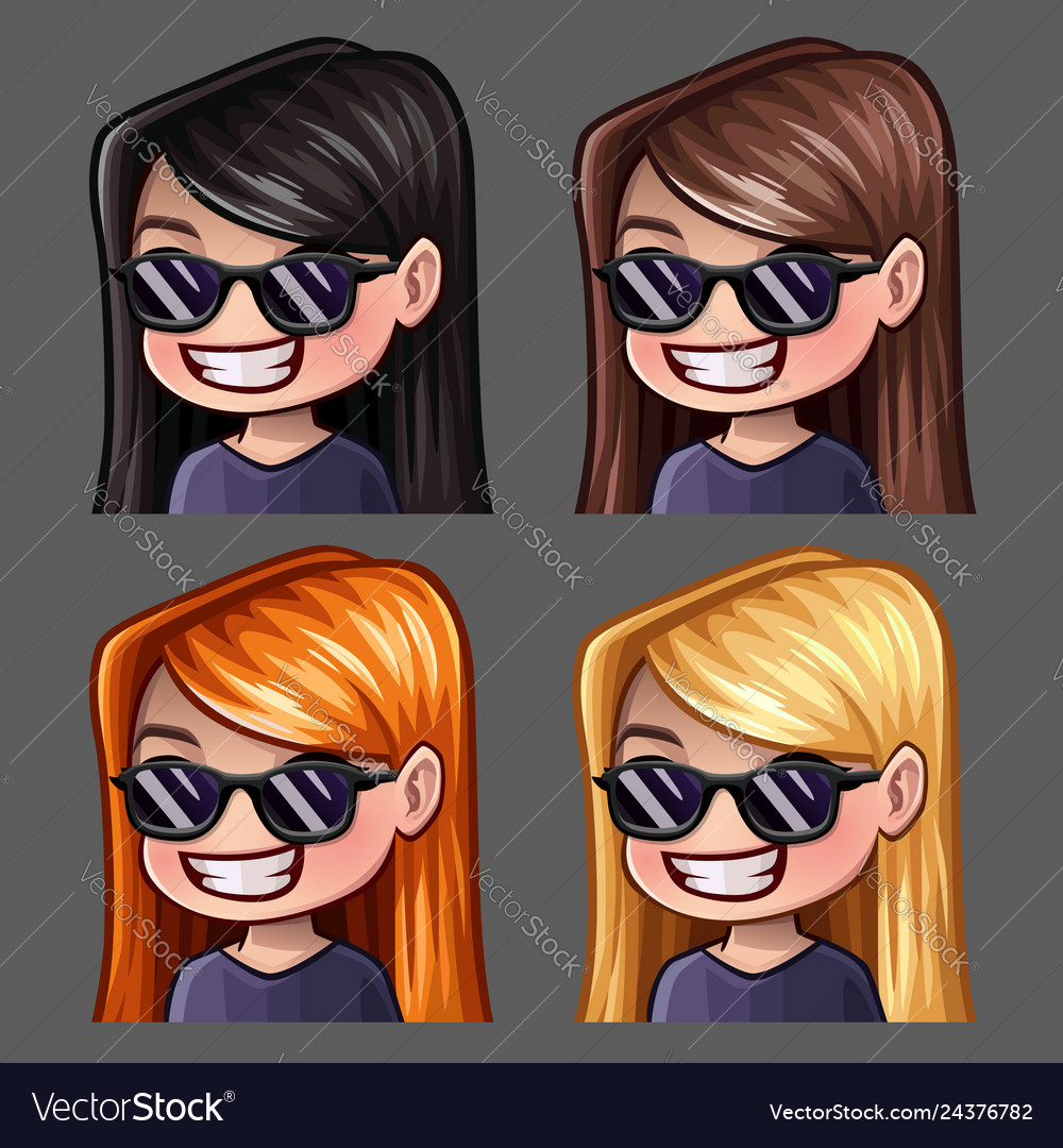 Emotion icons smile female in black glasses