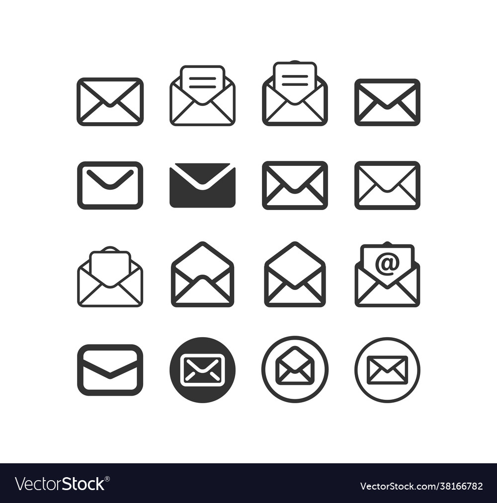 Envelope line icon set e-mail message symbol