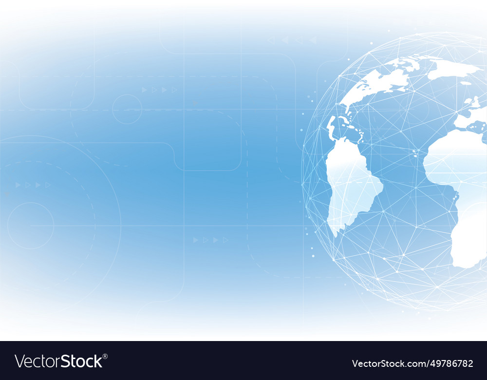 Global network connection world map point vector image Global network connection world map point