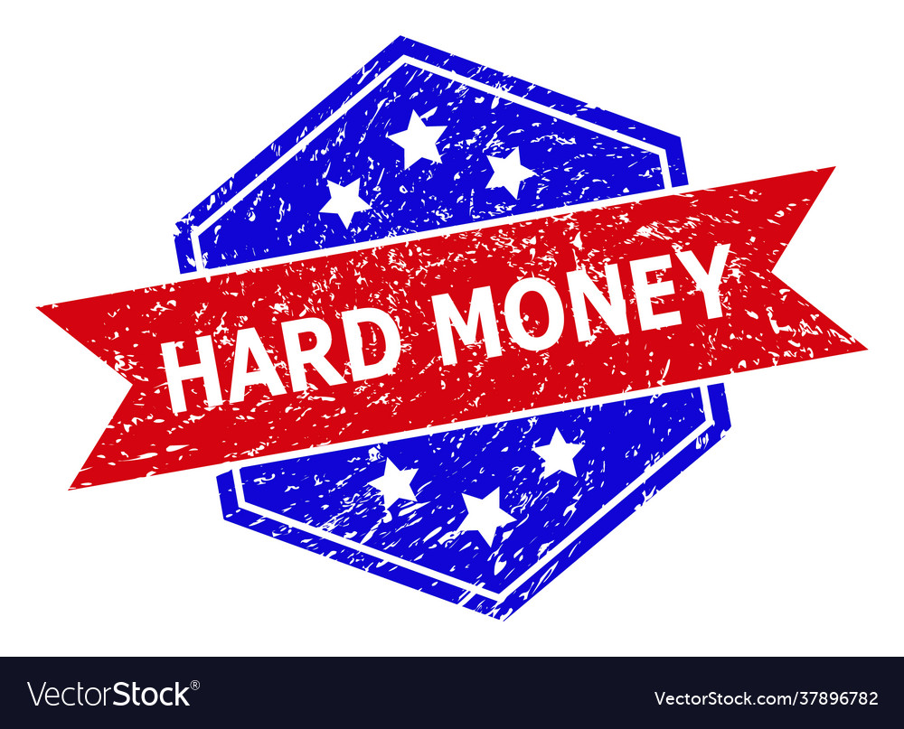 Hexagonal bicolor hard money watermark Royalty Free Vector