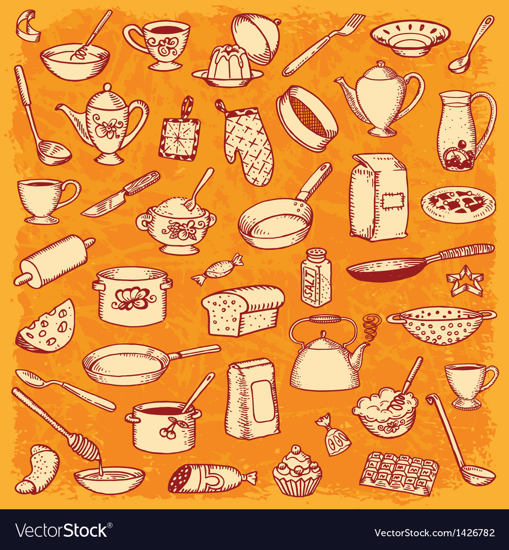 View Detail Kitchen and cooking doodle set Royalty Free Vector Image Daryl Interior