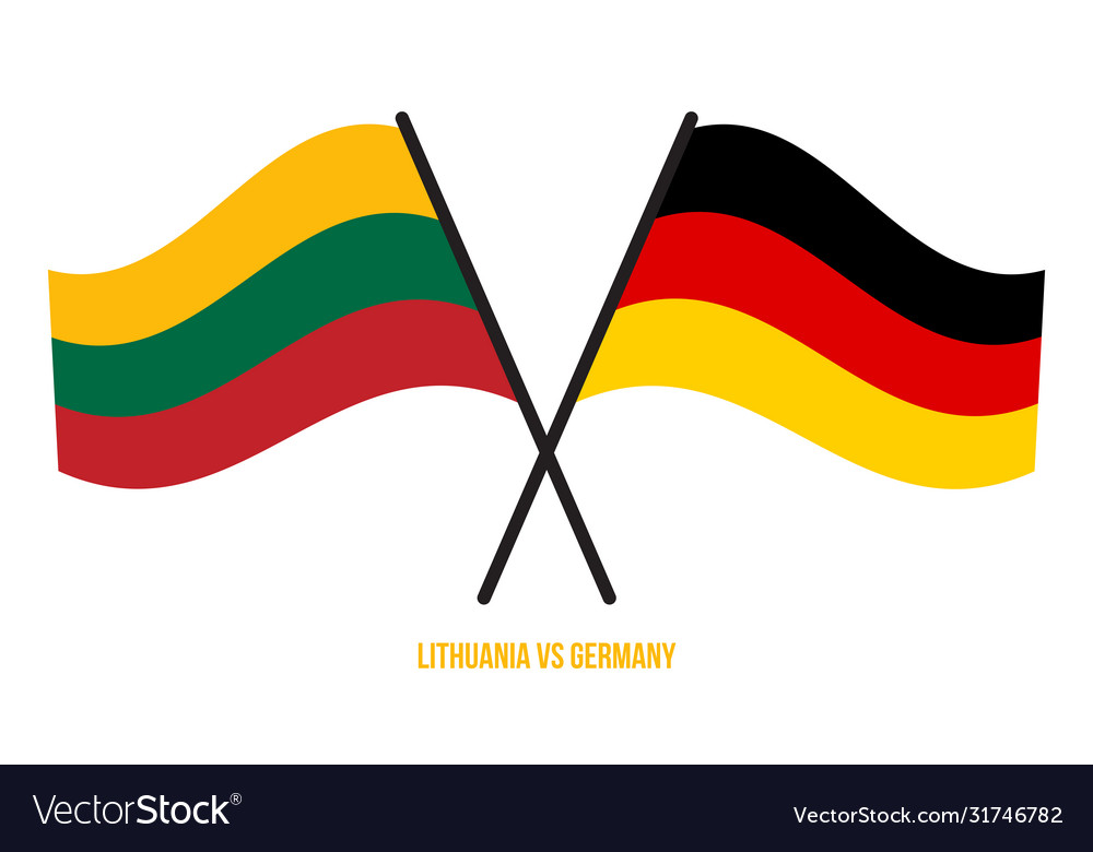 Lithuania and germany flags crossed waving