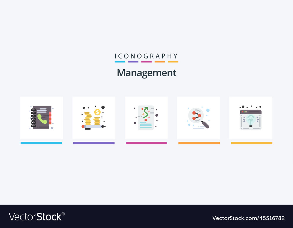 Management flat 5 icon pack including browser