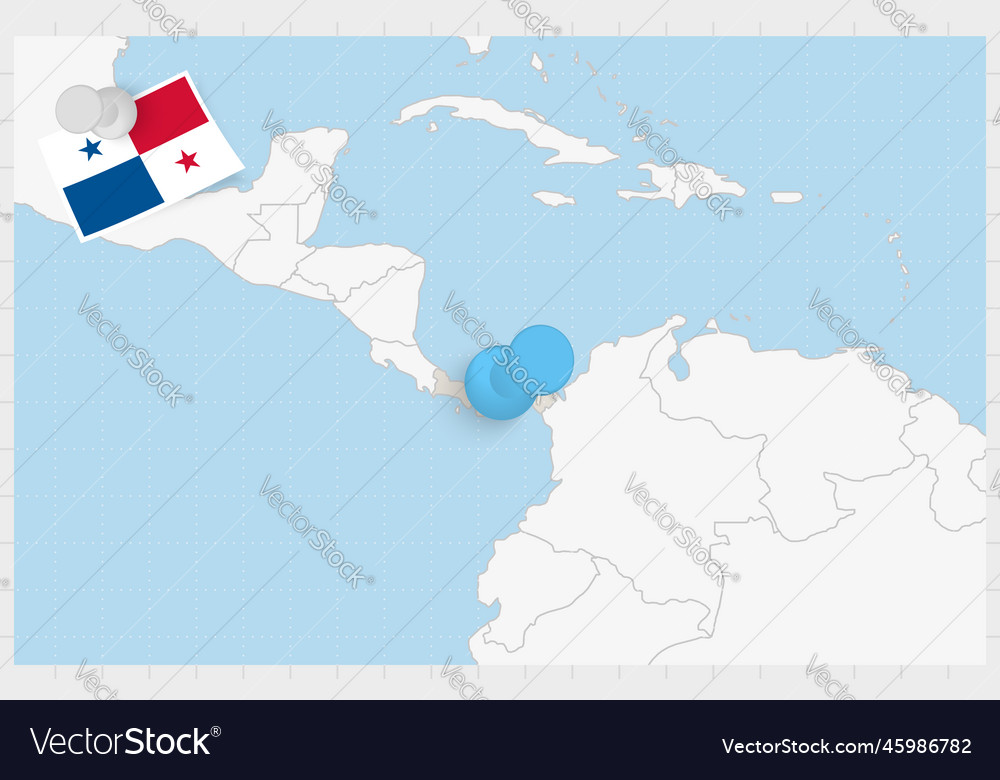 Map of panama with a pinned blue pin flag