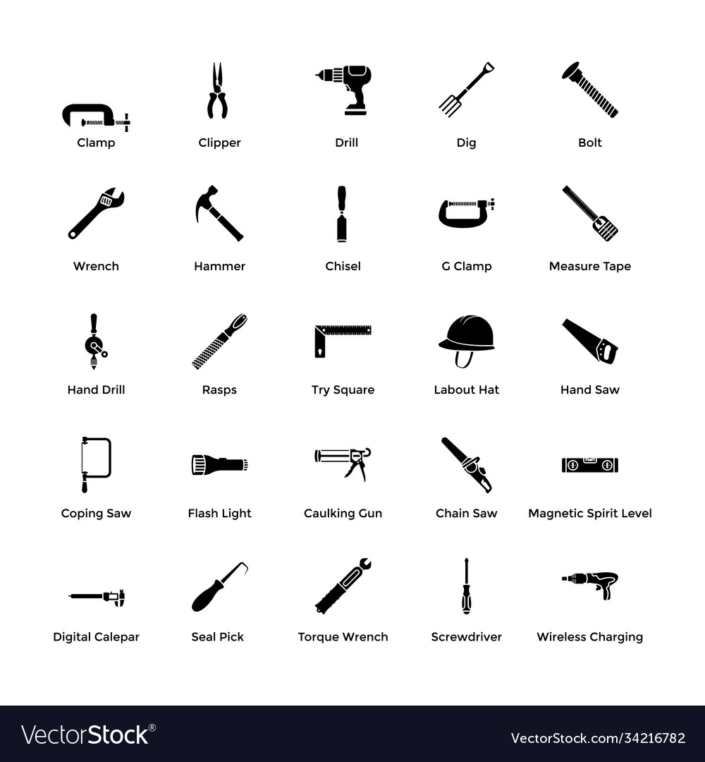 Mechanical machines and tools icons Royalty Free Vector