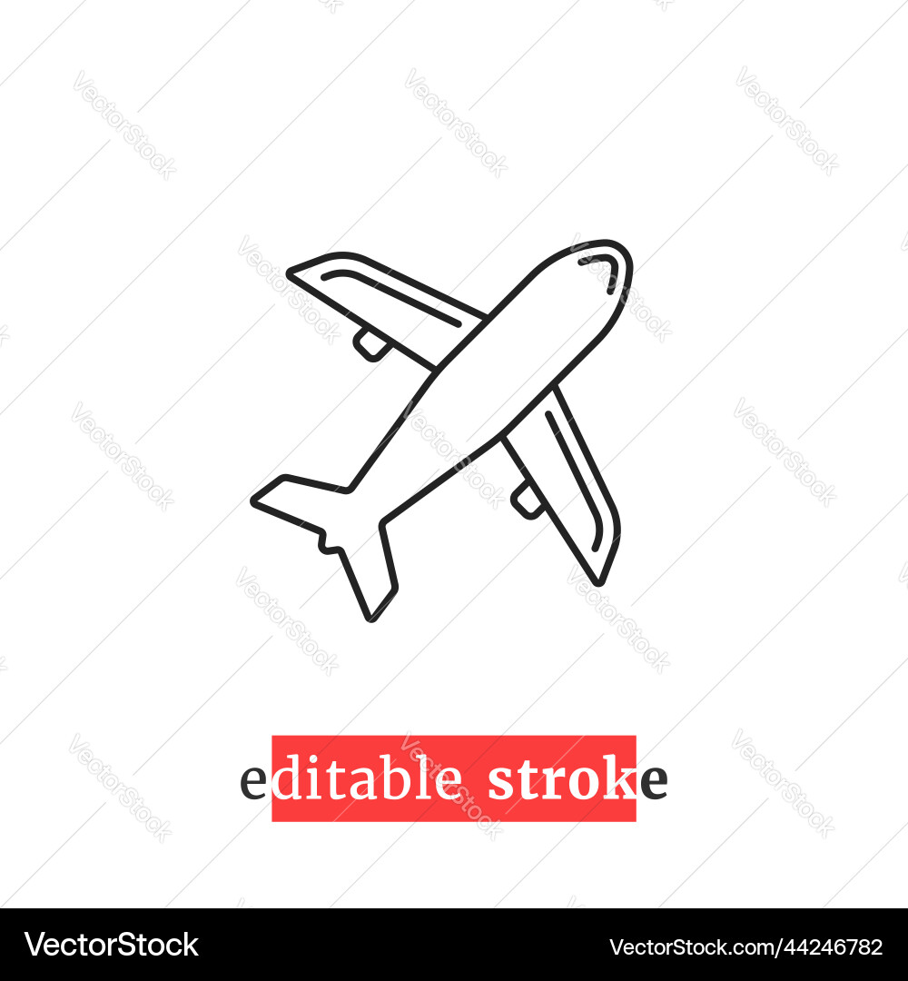 Minimal editable stroke air plane icon Royalty Free Vector