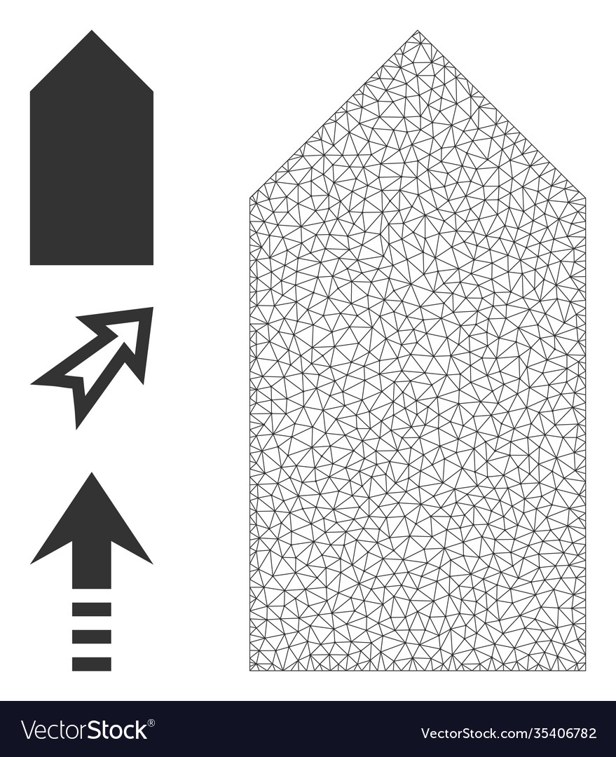 Polygonal mesh direction up icon with simple vector image Polygonal mesh direction up icon with simple