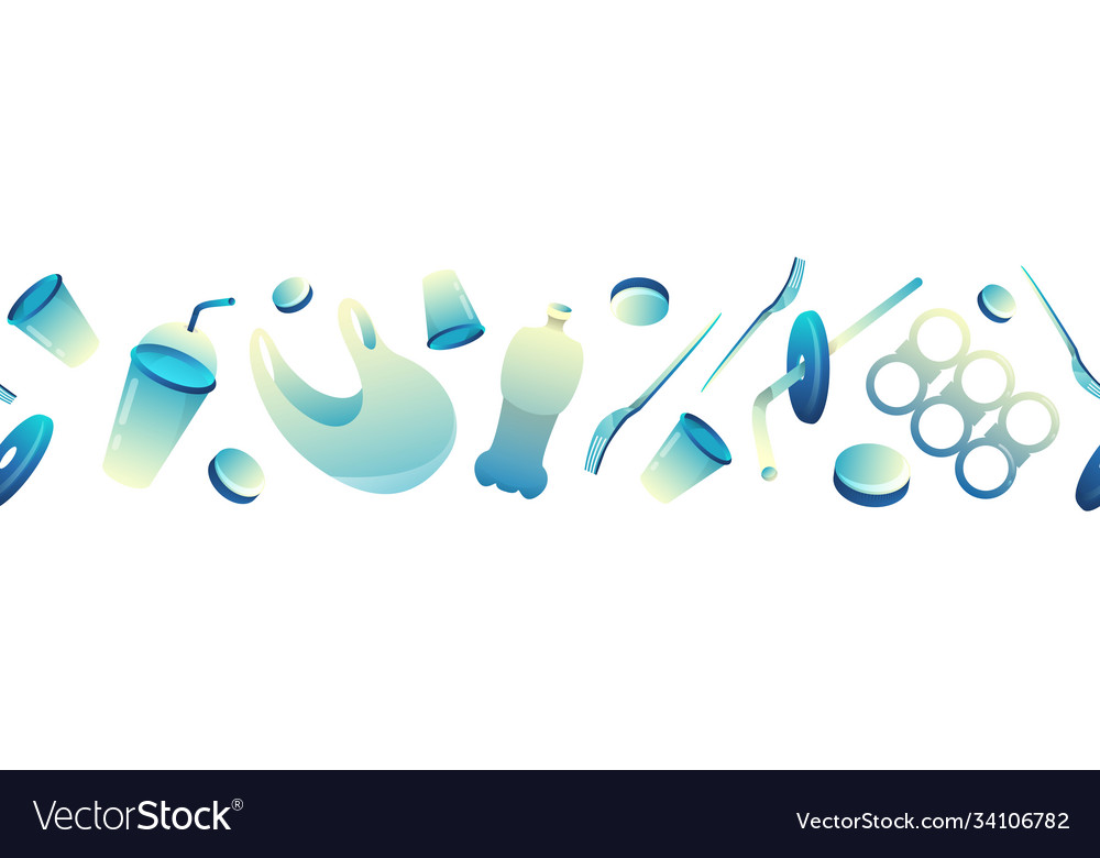 Seamless border with sorted plastic garbage vector image Seamless border with sorted plastic garbage