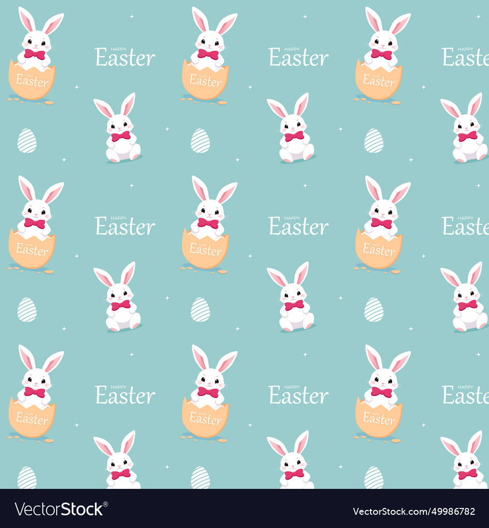 Seamless pattern with rabbits and eggs