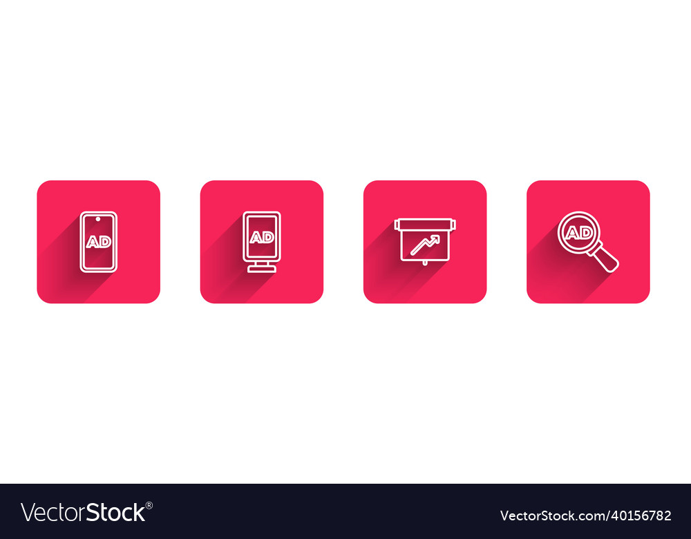 Set line advertising board with graph chart vector image Set line advertising board with graph chart