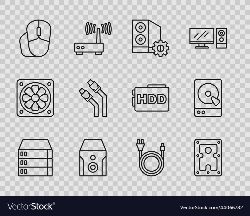 Set line server data web hosting hard disk drive vector image Set line server data web hosting hard disk drive