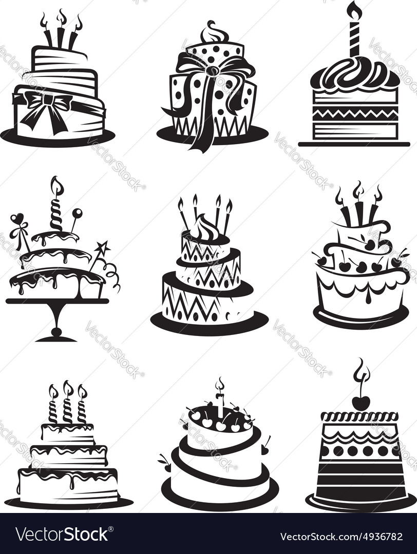 Set Of Cakes Royalty Free Vector Image Vectorstock