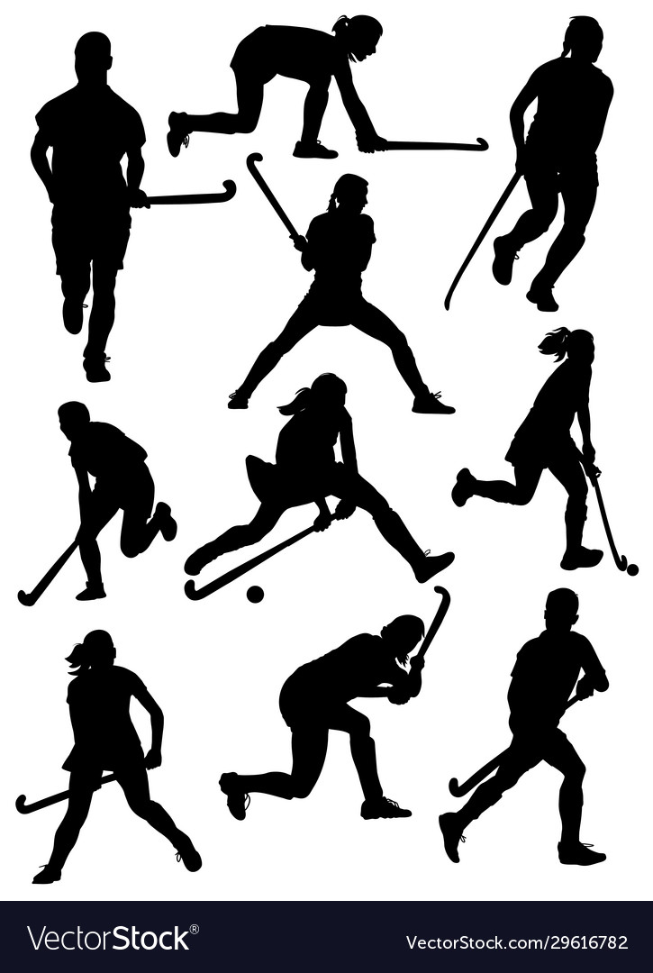 Silhouettes field hockey Royalty Free Vector Image