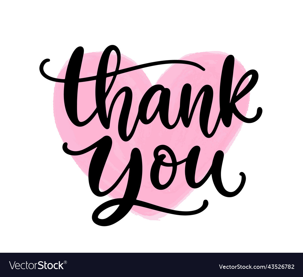 Thank you hand drawn brush lettering Royalty Free Vector