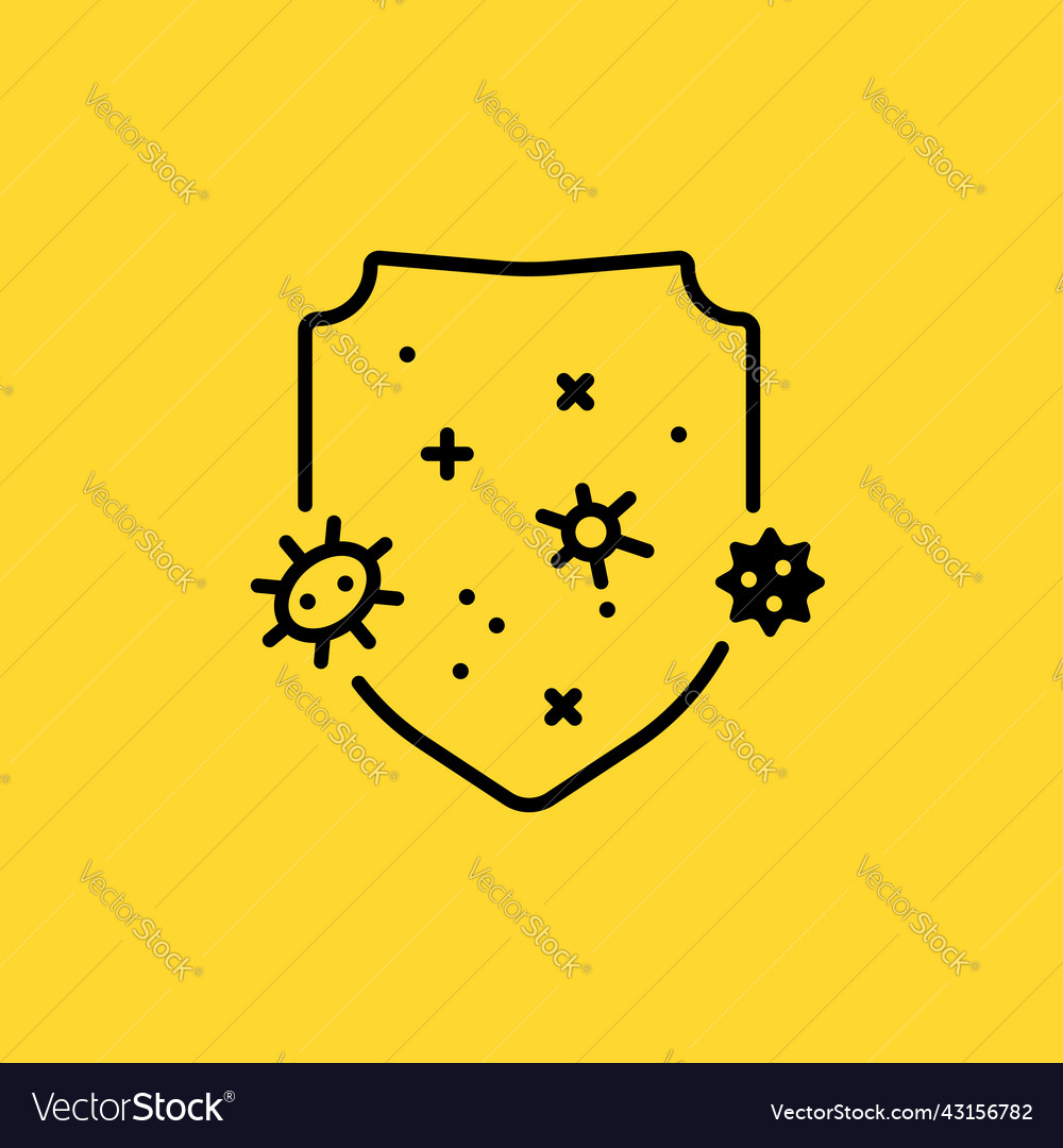 Thin line immune system with shield Vector Image Thin line immune system with shield