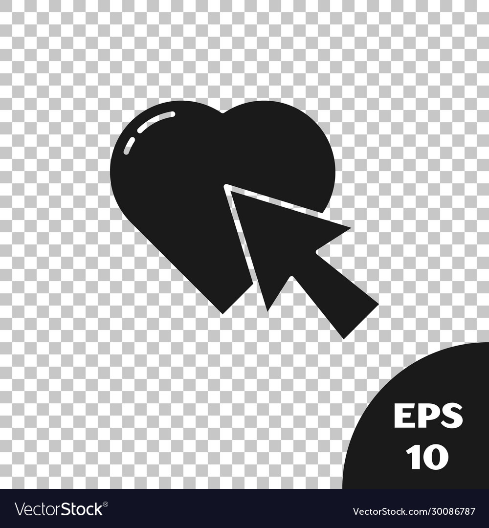 Black heart and cursor click icon isolated