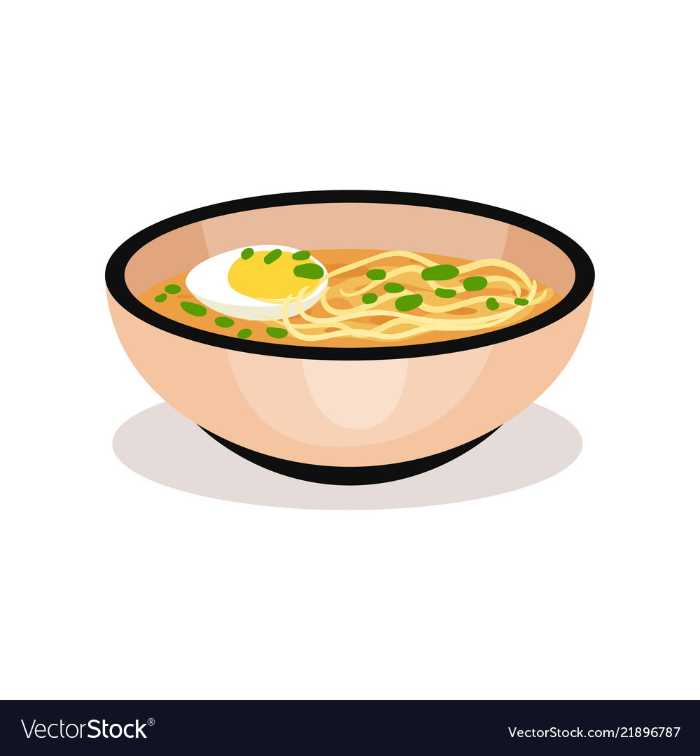 Bowl of ramen noodle with boiled egg traditional Vector Image