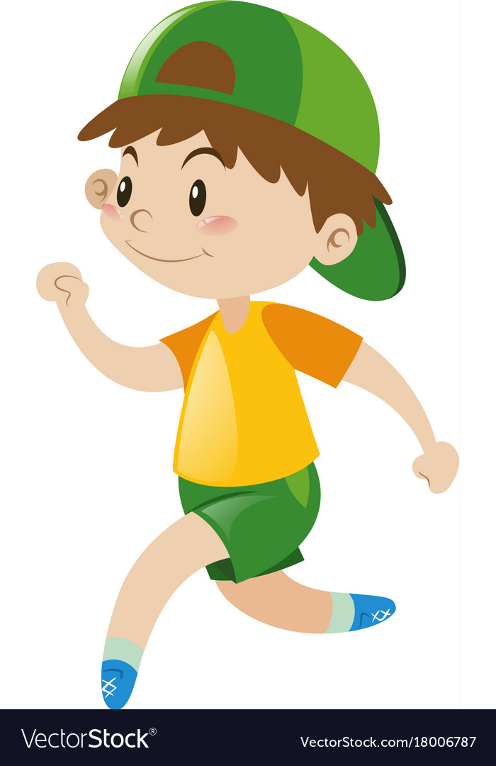 Boy in yellow shirt running Royalty Free Vector Image