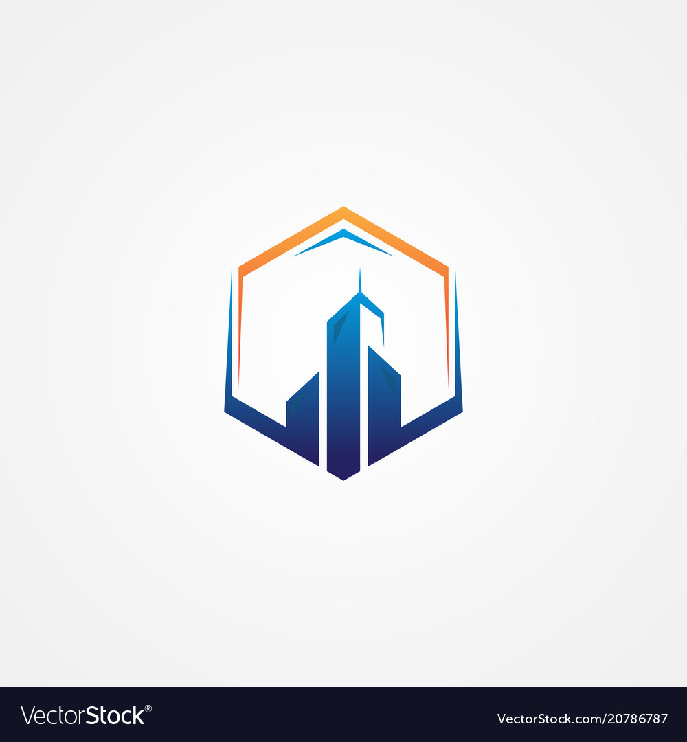Building symbol with hexagon