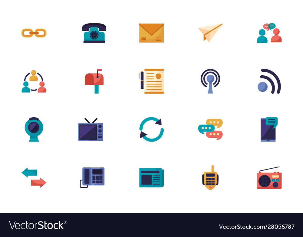 Bundle communication set icons Royalty Free Vector Image