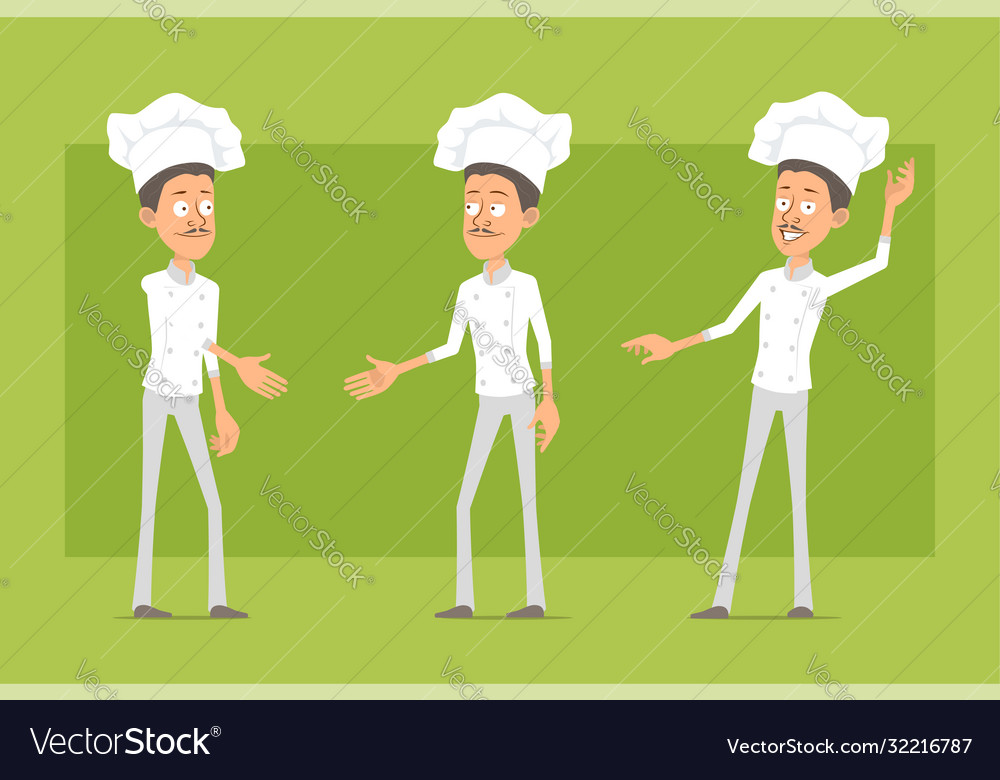 Cartoon flat chef cook man character set