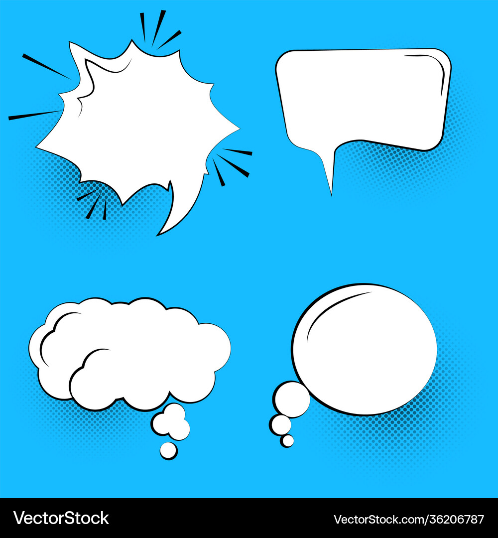 Comic speech bubble set on blue background Vector Image